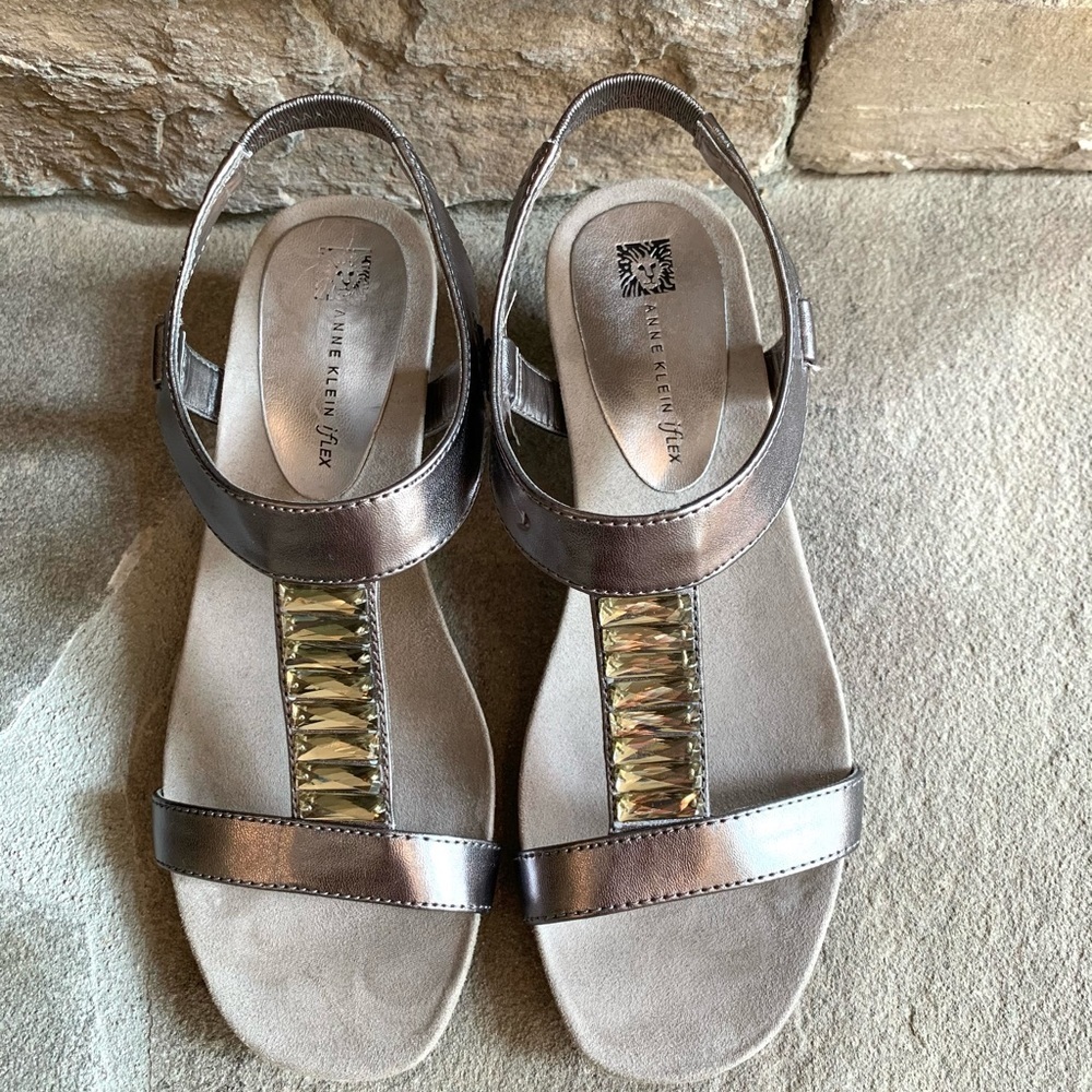 Anne Klein iFlex silver sandals